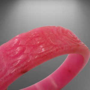 Vintage Pink Carved Stone Bangle/Bracelet